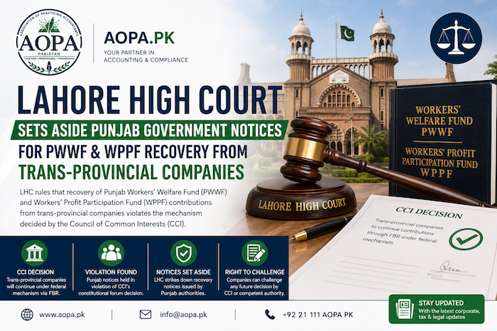 Lahore High Court Sets Aside Punjab Government Notices for PWWF & WPPF Recovery from Trans-Provincial Companies